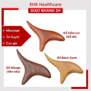 Dụng cụ bấm huyệt, cây ấn huyệt cạo gió massage tam giác bằng gỗ
