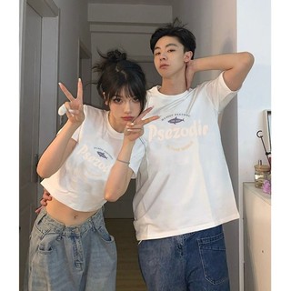 Áo thun 3158 in chữ và hình cá mập vải cotton 3158 thời trang Unisex Hàn Quốc