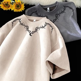 Áo thun nam ngắn tay KYUSHUAD phong cách Hàn Quốc đơn giản da lộn hợp thời trang áo thun cotton rộng rãi
