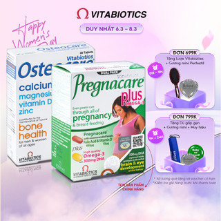 Bộ Sản Phẩm Vitabiotics Tăng Cường Sức Khỏe Cho Mẹ Bầu OSTEOCARE 30 Viên Và PREGNACARE PLUS OMEGA-3 56 Viên