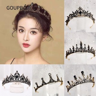 Vương miện tóc Prom, Tiara cưới cô dâu đính đá đen, Tiara pha lê sang trọng thời trang