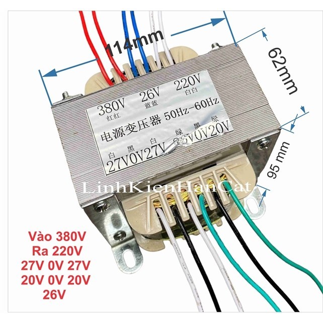 Biến Áp Nguồn Vào 380V Ra 220V - 27V 0V 27V - 20V 0V 20V - 26V (Cái)