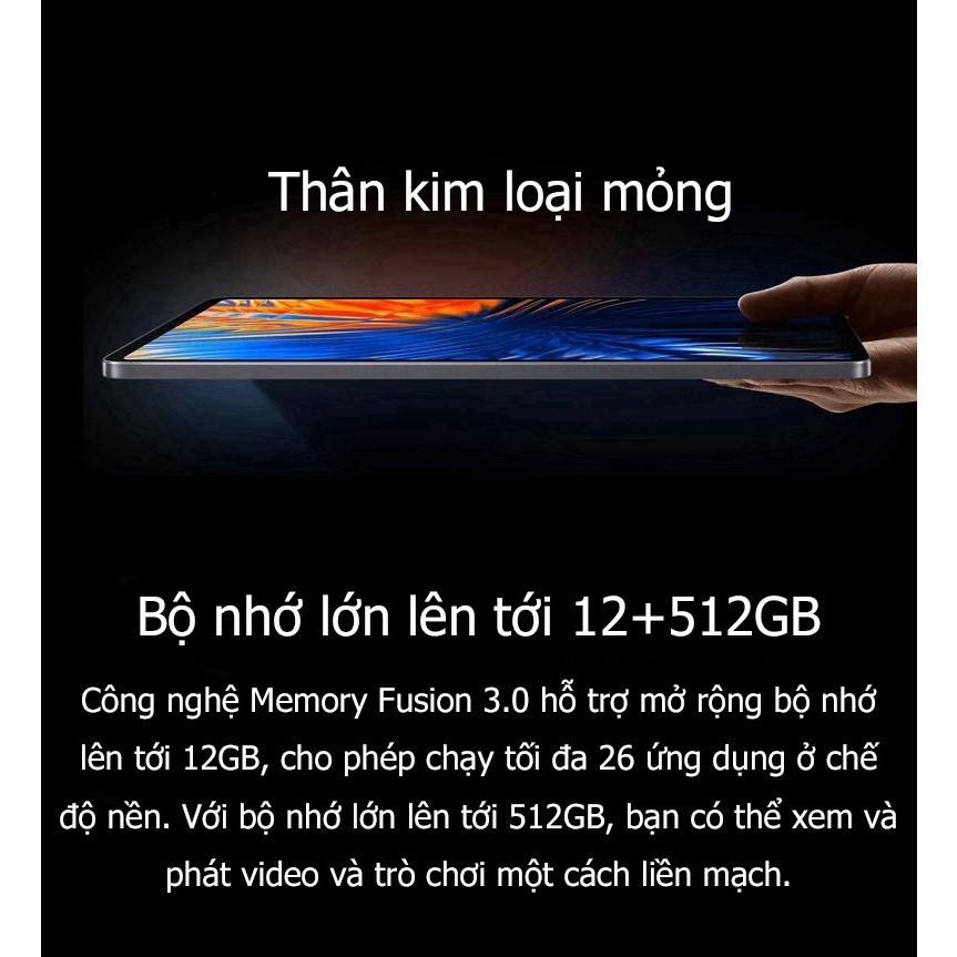 XIA0MI Máy tính bảng chơi game hiệu năng cao RAM 12GB + ROM 512GB Màn hình bảo vệ mắt độ phân giải cao 11 inch tablet PC