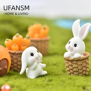 UFANSM trang trí thỏ ăn cà rốt hoạt hình mini bằng nhựa resin thủ công trang trí tiểu cảnh sân vườn