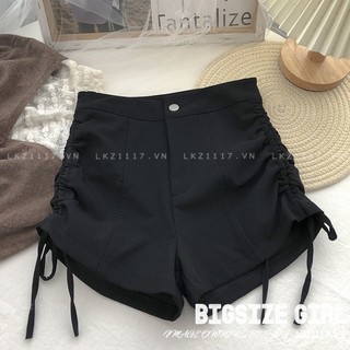 quần short nữ quần ngắn lưng cao Bigsize quần đùi dance dáng ôm cạp cao thiết kế dây rút mùa hè Phong cách Hàn Quốc Thời Trang đẹp