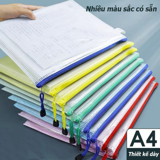 Túi đựng hồ sơ lưới PVC trong suốt, dây kéo dung lượng lớn, đồ dùng văn phòng sinh viên