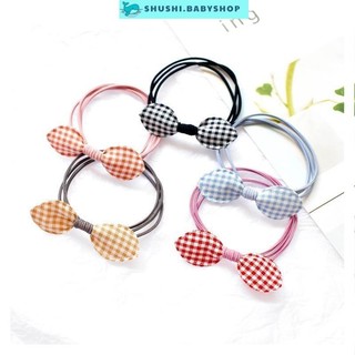 Dây buộc tóc nơ ca rô nhiều màu xinh xắn, dây cột tóc vintage mẹ và bé
