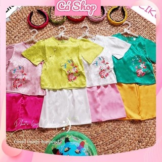 Set bà ba thêu hoa đào BBHD cho bé gái