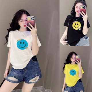 Áo Thun Thái Form Vừa, Top Cotton Women Mềm Mịn Thoáng Mát in [ Mặt Cười ]