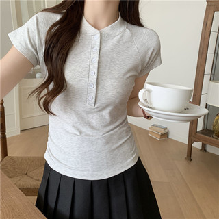 Áo thun trắng mùa hè Phong cách mới Mỹ Tính khí ngắn tay Slim-Fit Áo thường ngày