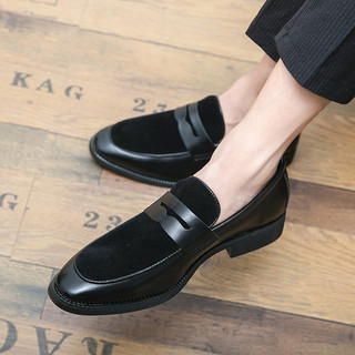 Giày Da Đen Mũi Nhọn Giày Đậu Hà Lan Nam Phiên Bản Hàn Quốc Công Sở Giày Da Nhỏ Size 38-48