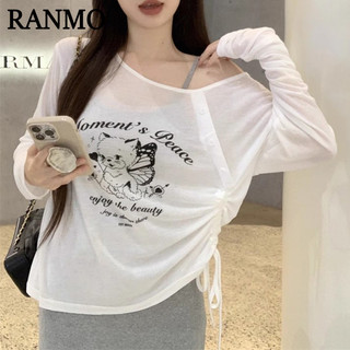 RANMO áo phông áo thun nữ croptop baby tee Casual Fashion Vintage Korean WTX24400IP 15Z240409