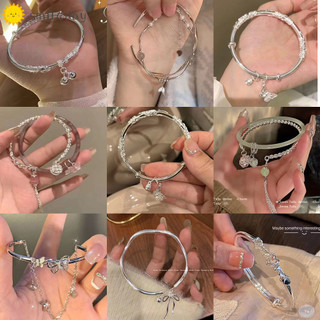 Thanh lịch nơ bướm lắc tay mở có thể điều chỉnh vòng tay bạc cho nữ phụ kiện trang sức