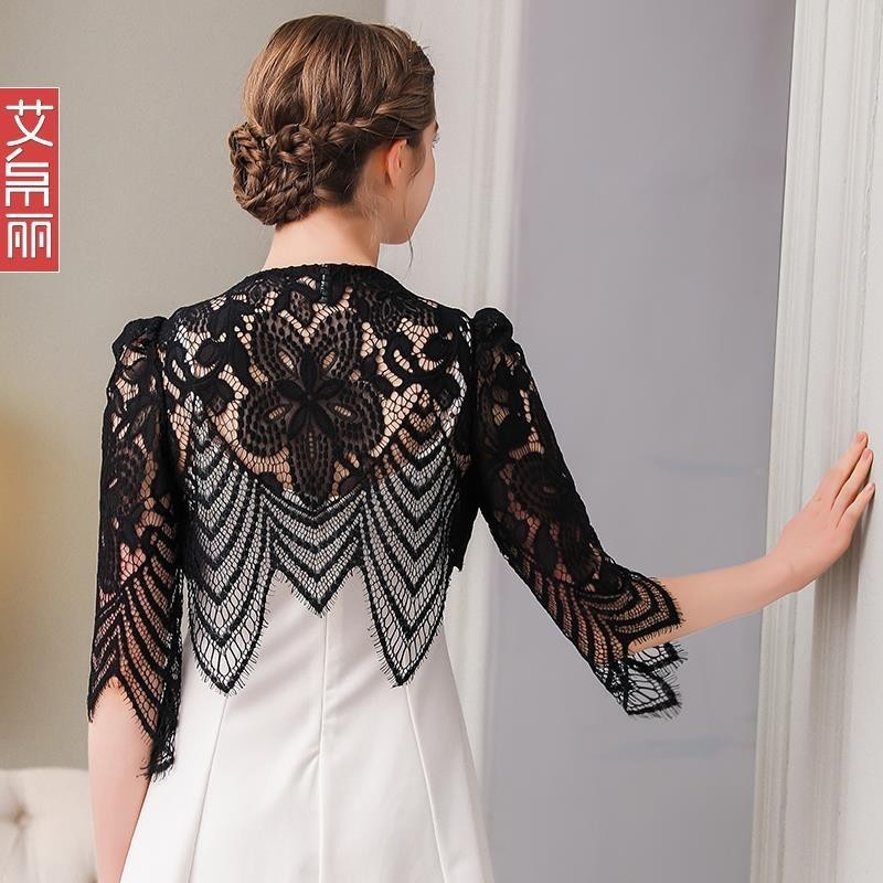 2019 Khăn Choàng Nhỏ Nữ Phù Hợp Với Mỏng Ngắn Phối Ren Váy Ngoài Cardigan Áo Khoác Ngắn Top 4.9