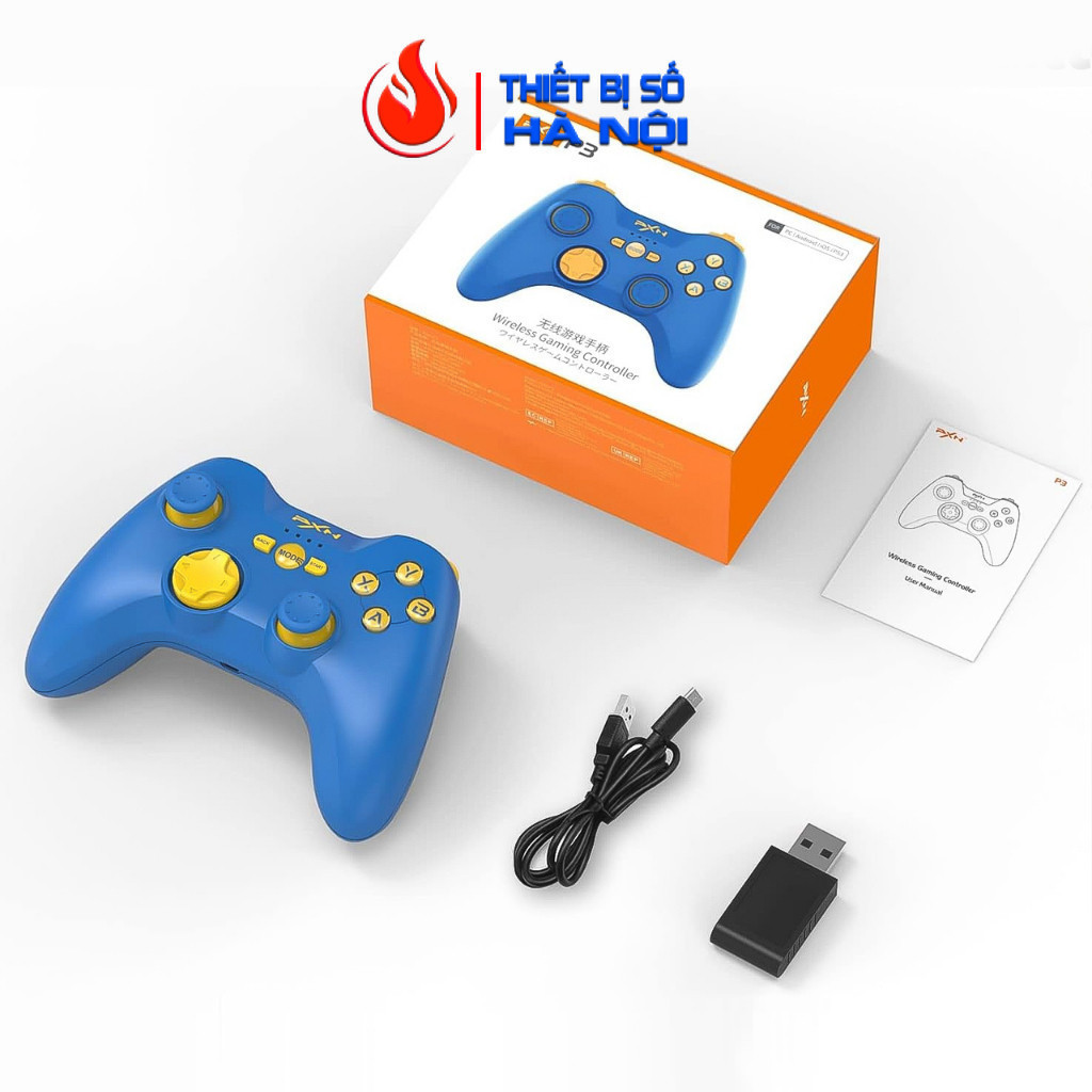 Tay cầm chơi game không dây PXN P3 cho PC/PS3/Android/iOS (Kèm cáp + Usb P3 Dongle) có RUNG