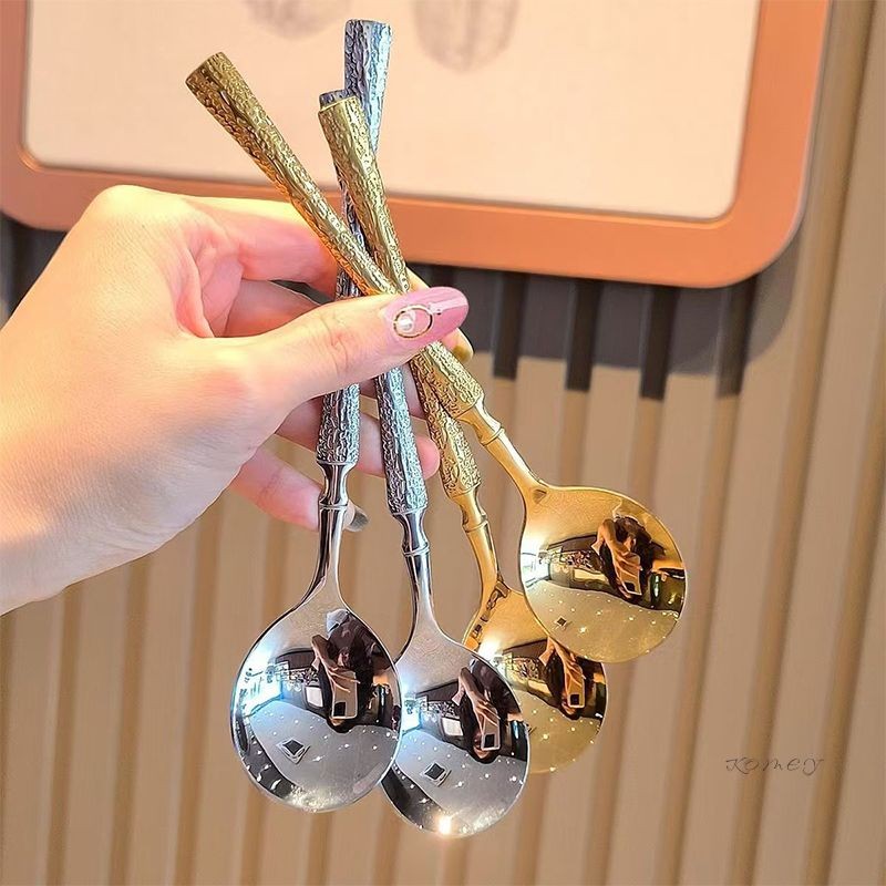 COD🔮🔮Thìa inox cán dài chống gỉ sáng bóng, muỗng inox ăn súp đầu tròn thiết kế sang trọng hiện đại