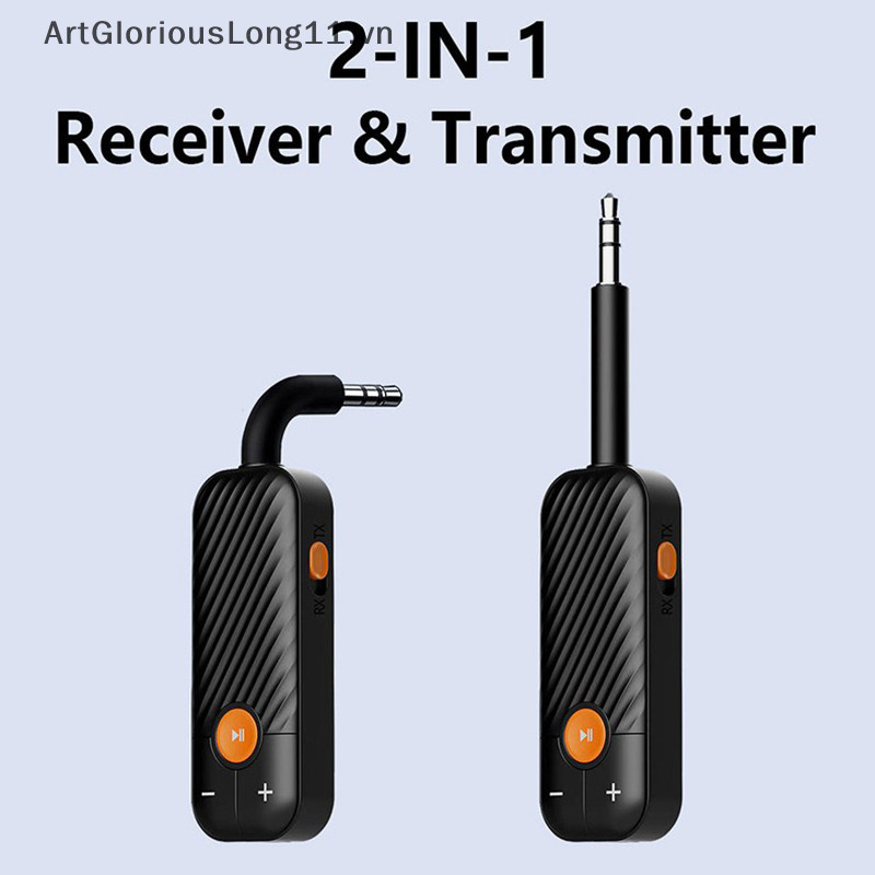 ArtGloriousLong 2 In 1 Portable Receiver Transmitter 5.2 3.5mm AUX Stereo Wireless Audio Adapter Wit