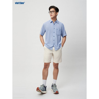 Sơmi ngắn tay VIETTIEN SMART CASUAL lai ngang vải sợi hoa hồng phom regular - 6S2052BR1/SNIZ
