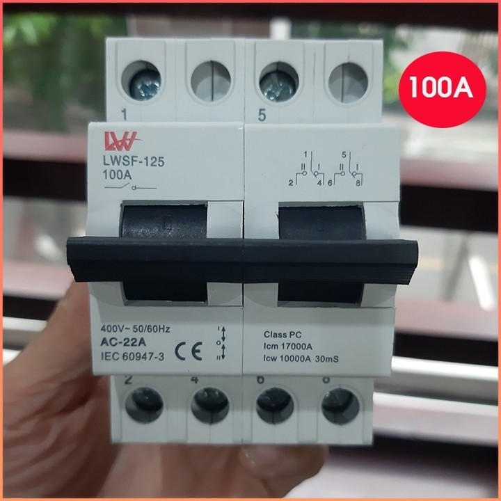 [NEW] Aptomat đảo chiều 100A LW 2P 220V dùng thay cho cầu dao đảo chiều - HKS