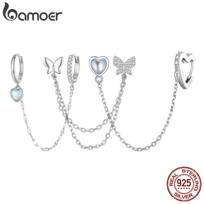 Bamoer Bạc 925 Một Mảnh Bướm Bông Tai Tua Dài Bông Tai Cho Nữ Cô Gái Ngọt Ngào Mỹ Món Quà Trang Sức