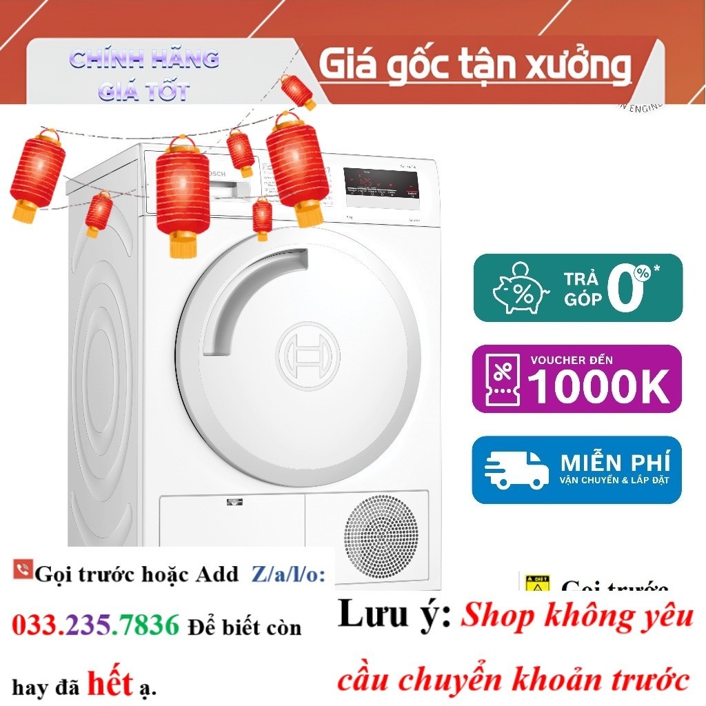 <new> Máy sấy ngưng tụ 8Kg Bosch WTN84201MY - Series 4