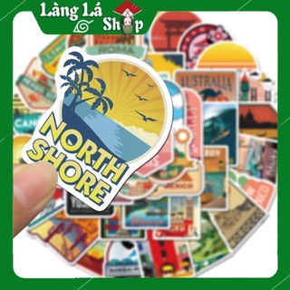Miếng dán Sticker chủ đề về Du Lịch vòng quanh thế giới trọn bộ 50 hình - In rõ ràng sắc nét khó tróc