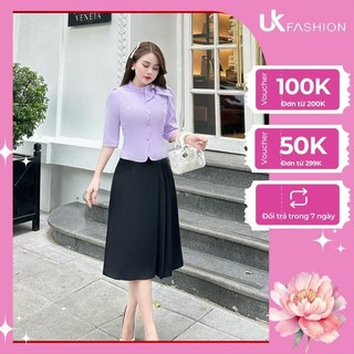 Chân váy chữ A xếp cá sườn Fashion chất liệu cao cấp không nhăn, công sở basic, dễ phối đồ UKCV2309002