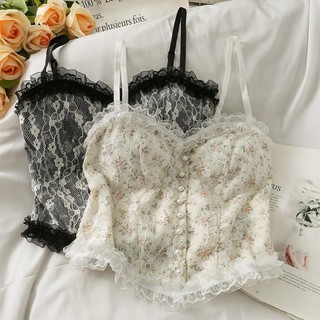 Áo lót fower nữ siêu đẹp có nút- áo crop top hai dây ren chất lượng cao