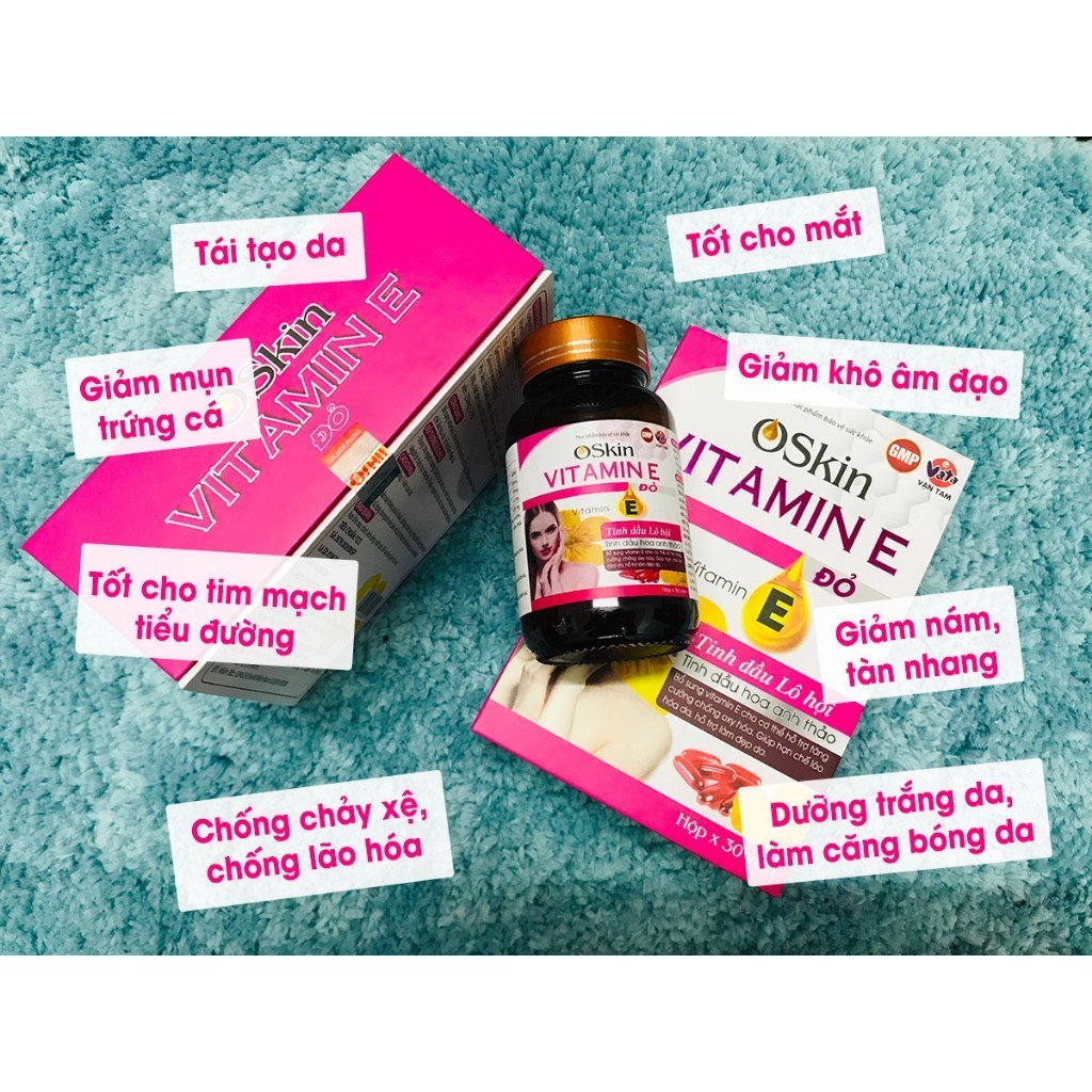 Oskin Vitamin E đỏ - Giúp hạn chế lão hóa da, hỗ trợ làm đẹp da - Bảo Hân Pharma