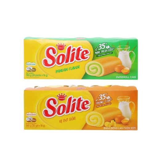 Bánh Bông Lan SOLITE Cuộn Kem - Hộp 180g,360g đủ vị