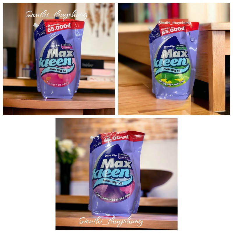 Túi Nước Giặt Xả Maxkleen 3.8kg đủ 3 hương