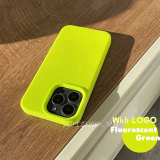 Ốp điện thoại silicon lỏng màu xanh huỳnh quang cho iPhone 15 Pro Max 15 Pro 15 14 13 12 11 Pro Max Bảo hiểm toàn diện Vỏ mềm bảo vệ chống sốc