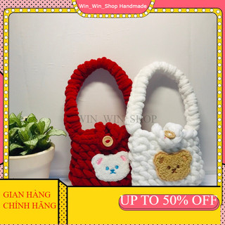Túi xách tay mini bằng len | túi len handmade