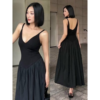 Đầm maxi 2 dây cổ V tùng xòe thời trang du lịch dạo biển