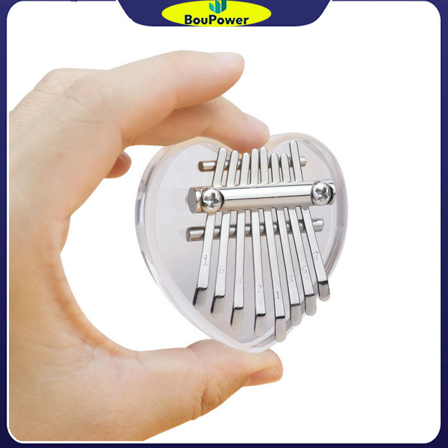 Boupower Mini Acrylic Kalimba 8 tông màu Hình trái tim pha lê Kalimba Piano ngón tay cái