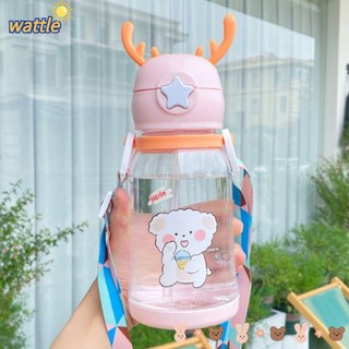 Bình Nước Thể Thao Có Ống Hút 600ml Hình Gạc Nai Hươu Dễ Thương Nhiều Màu Sắc Cho Bé