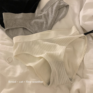 Phong Cách Nhật Bản Giữa Eo Ren Cotton Nguyên Chất Màu Trơn Cotton Nguyên Chất Đáy Cao Co Giãn Thoải Mái Đơn Giản Thu Đông Sản Phẩm Mới