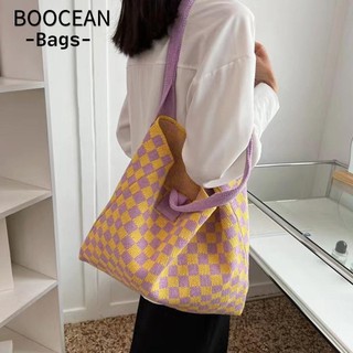Boocean túi đeo vai dệt kim, túi móc lưới dung tích lớn, thời trang dệt y2k phụ kiện đan túi xách nữ bé gái