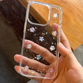 Lấp lánh sang trọng trong suốt màu ngôi sao ốp lưng iphone 11 15 14 pro max 13 pro max 12 pro max ốp lưng 15plus cứng lấp lánh ốp lưng