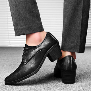 Đám cưới 38-46 giày cao gót slip-on da chiều cao tăng 6cm nam giày công sở công sở