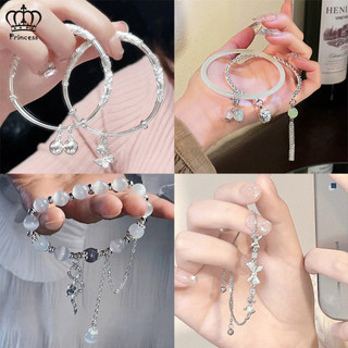 Ngọt Hoa Tulip Chuông Nơ Vòng Tay Nữ Pha Lê Bướm Ngôi Sao Trái Tim Đuôi Cá Hạt Vòng Tay Phụ Kiện Trang Sức