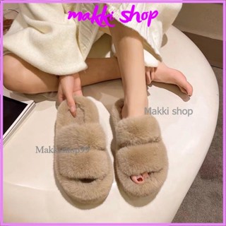 (Hàng L1) Dép lông ngang đế cao 4cm, dép lông mùa đông đi trong nhà (Lùi size)