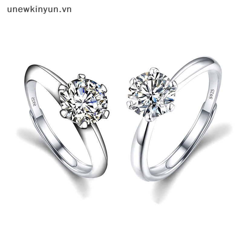 Uu Giả Moissanite Nhẫn Nữ Cổ Điển Nhẫn Zircon Sáu Móng Vuốt Nhẫn Hỗ Trợ VN