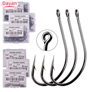 Giảm giá thanh lý!! 10 Cái / 50 Chiếc Móc Câu Cá Thép Không Gỉ Carbon Cao Thép Không Gỉ Móc Câu Cá Có Vòng Câu Cá