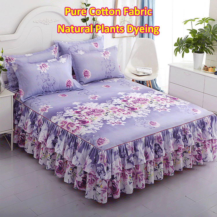 Bộ chăn ga gối ấm cúng kèm váy ga trải giường và nệm Topper cho giường cỡ Queen