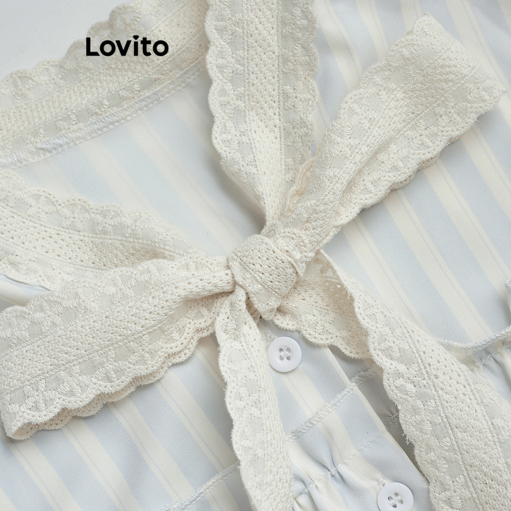 Lovito Áo hoặc đáy cổ sọc tương phản dễ thương dành cho nữ L122AD058 | BigBuy360 - bigbuy360.vn