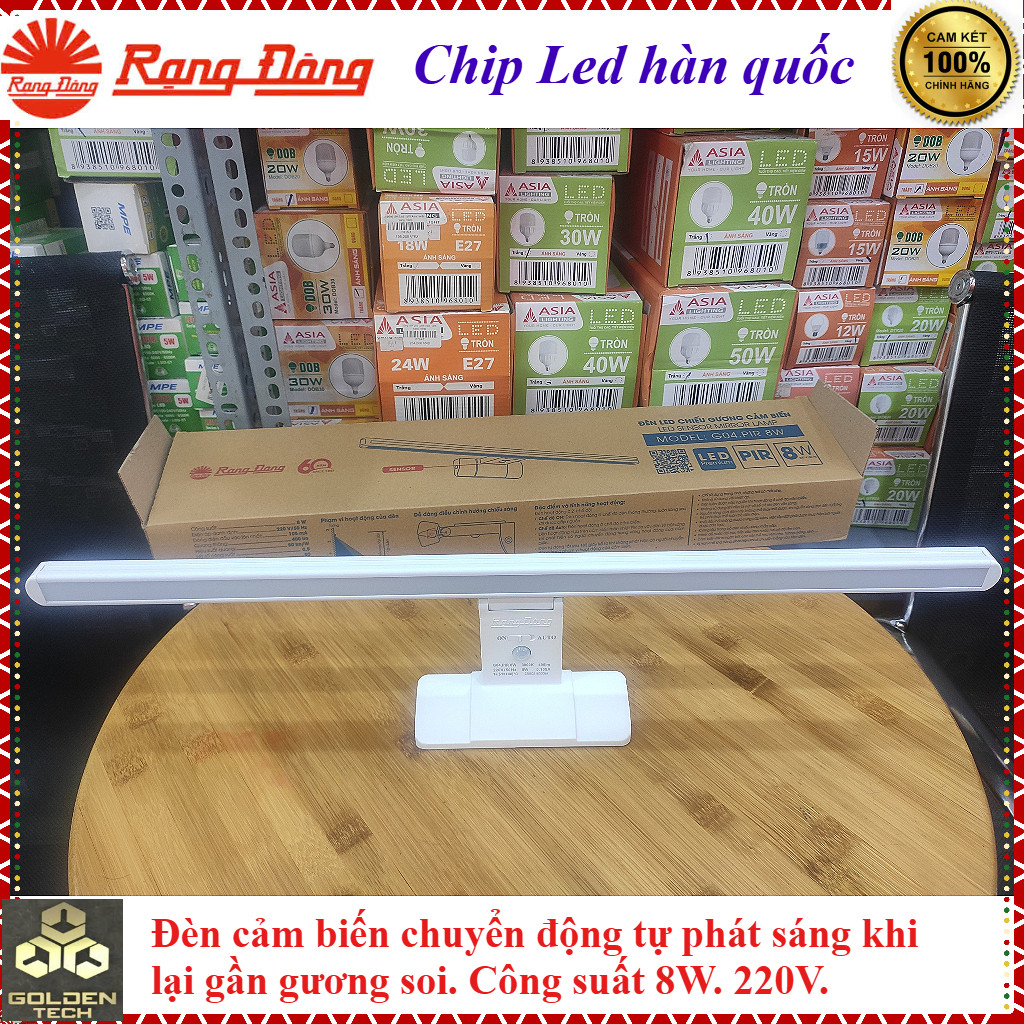 (Chính hãng) Đèn Led cảm biến chuyển động chiếu Gương soi 8W Rạng Đông -Model G04.PIR 8W