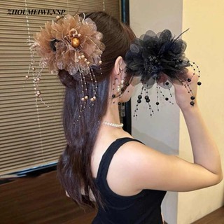  ZHOUMEIWENSP  Kẹp Vuốt Tóc Hoa Mẫu Đơn Nhựa Kẹp Cá Mập Tua Rua Thời Trang Cô Gái 