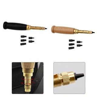 Hole Puncher With 6 Size Tip 1.5-4mm Automatic Belts Screw Punch Leather Tool