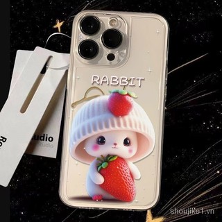 Ốp Lưng Không Gian Thỏ Trắng Dâu Apple 15 Ốp Lưng Điện Thoại iPhone14 Space 12 Mềm 1311 Space 12 Mềm 11promax / xsmax / xs / xr EYLT